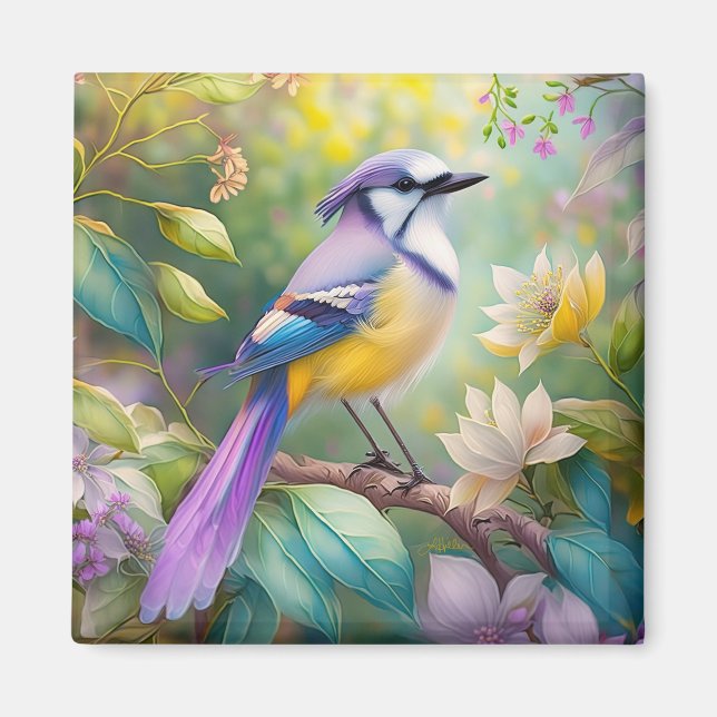 Violet Tufts Jay Fantasy Bird Magnet (Framsidan)