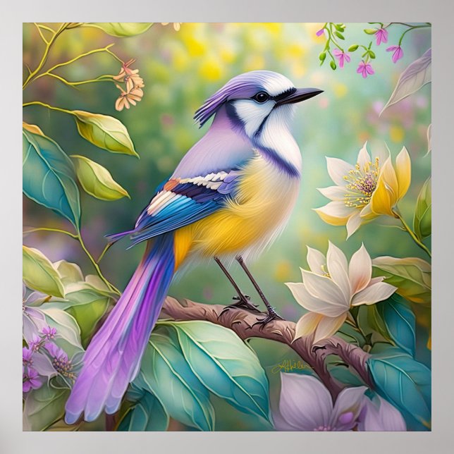 Violet Tufts Jay Fantasy Bird Poster (Framsidan)