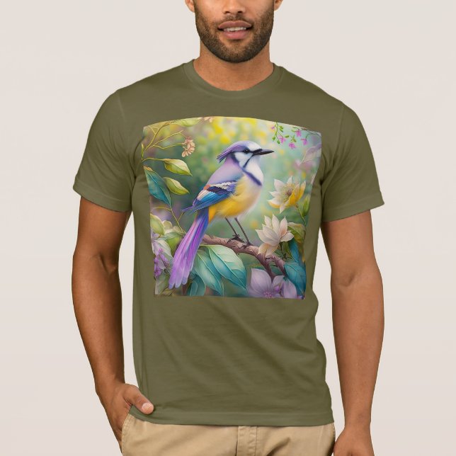 Violet Tufts Jay Fantasy Bird T Shirt (Framsida)