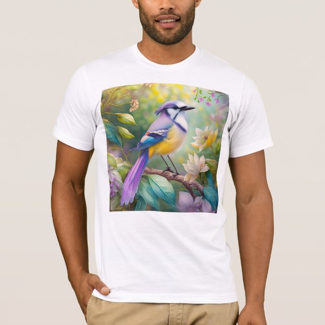 Violet Tufts Jay Fantasy Bird T Shirt (Framsida)