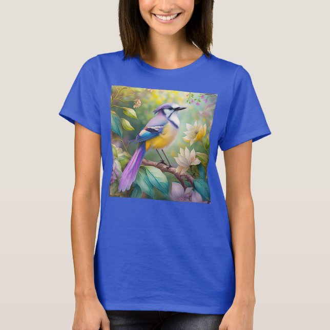 Violet Tufts Jay Fantasy Bird T Shirt (Framsida)