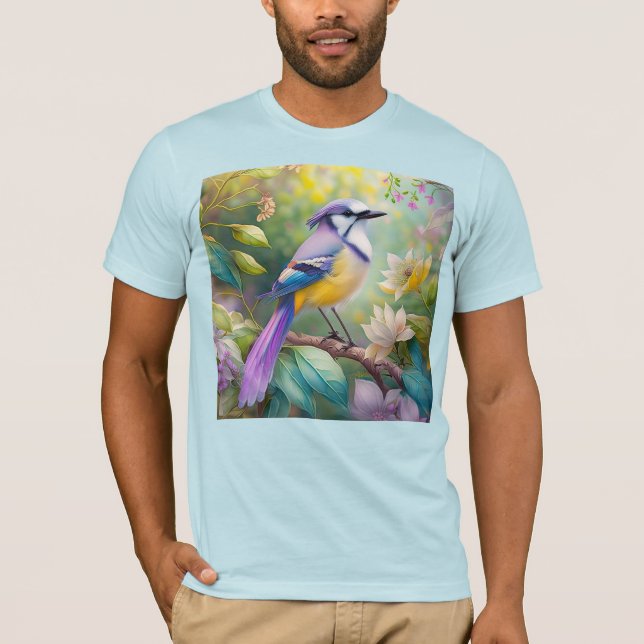 Violet Tufts Jay Fantasy Bird T Shirt (Framsida)
