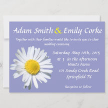 Violet Tulip Daisy bröllopsinbjudan