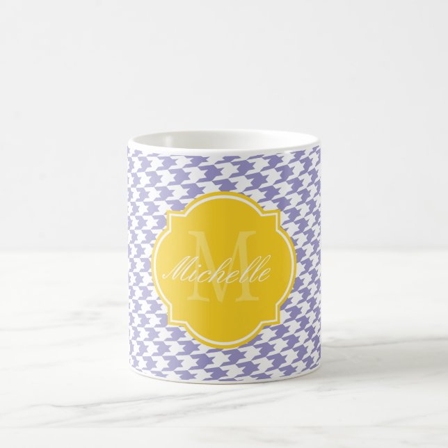 Violet Tulip Houndstooth Monogram Mugg (Center)