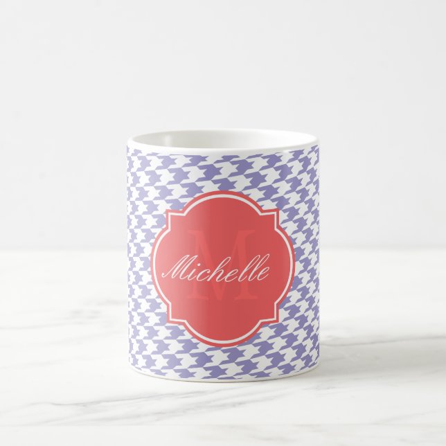 Violet Tulip Houndstooth Monogram Mugg (Center)