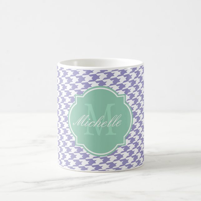 Violet Tulip Houndstooth Monogram Mugg (Center)
