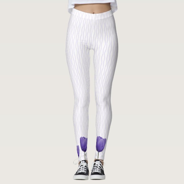 Violet Tulips Leggings (Framsida)