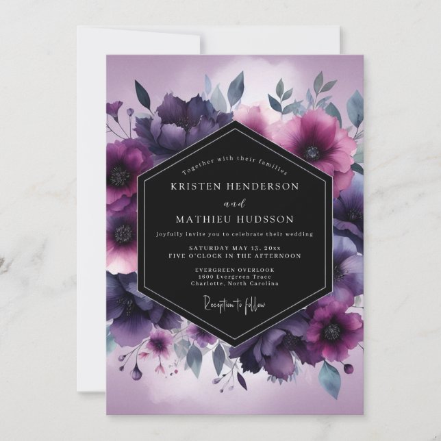 Violet Umbral Bloom Wedding Inbjudningar (Framsida)