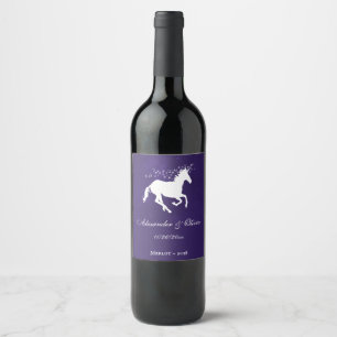 Violet Unicorn Bröllop Vin Vinflaska Etikett