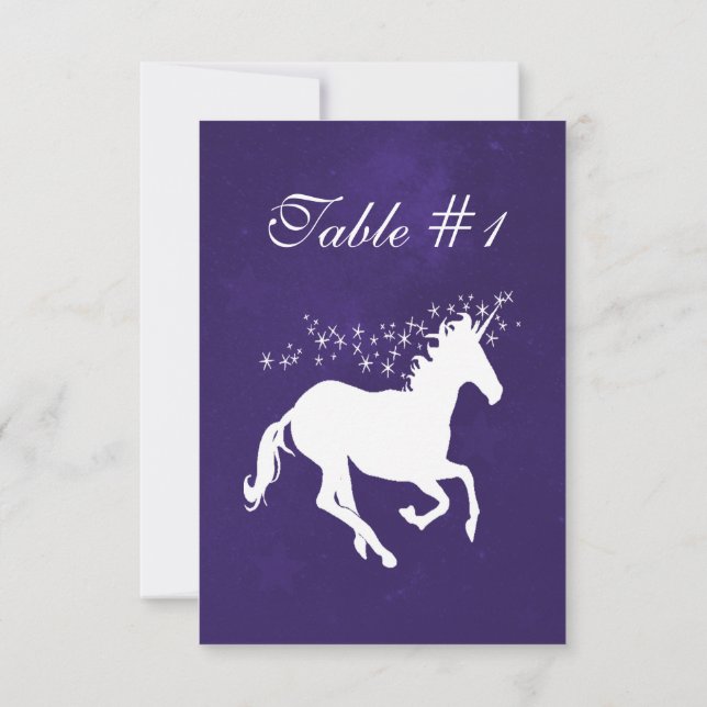 Violet Unicorn-bröllopskort i Bord Inbjudningar (Baksida)