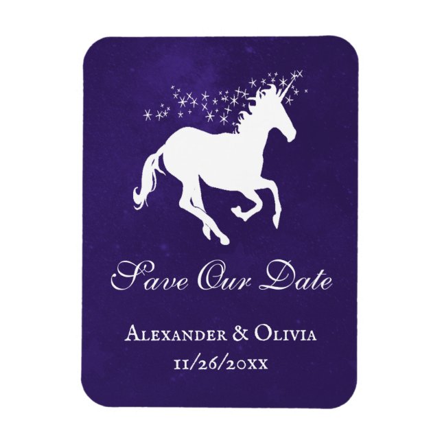 Violet Unicorn Spara datum magneter (Vertikal)