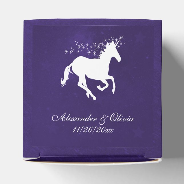 Violet Unicorn Wedding Favor Box Presentaskar (Överdel)