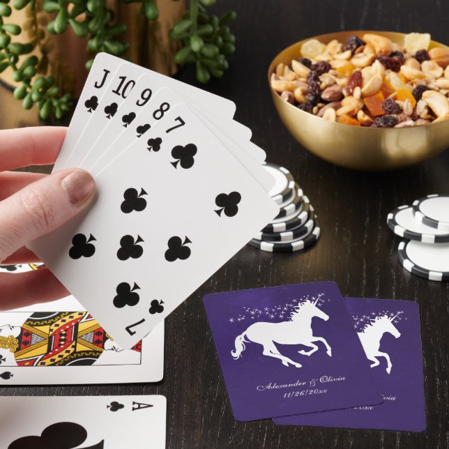 Violet Unicorn Wedding Favor Card Deck Casinokort (På plats)