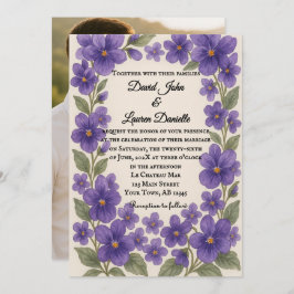 Violet Veil Photo Wedding Invitation Inbjudningar