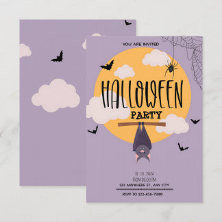 Violet Veil: Under Gulten Måne Halloween Inbjudningar