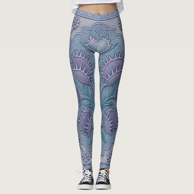 Violet Venus Fly Trap Scarf Leggings (Framsida)