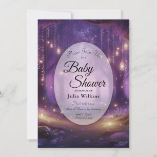 Violet vid Midnight Enchanted Forest Baby Shower Inbjudningar