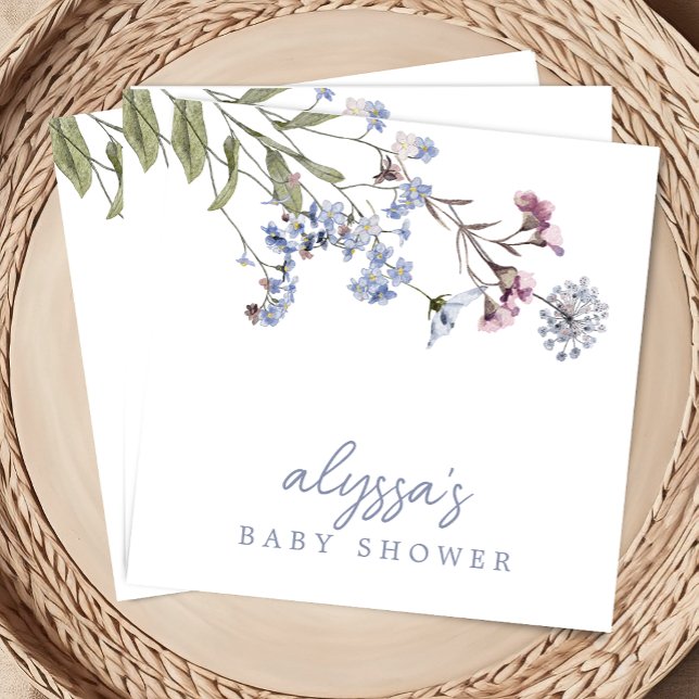Violet Vintage WildblomBaby Shower Pappersservett (Violet Vintage Wildflower Baby Shower Napkins)