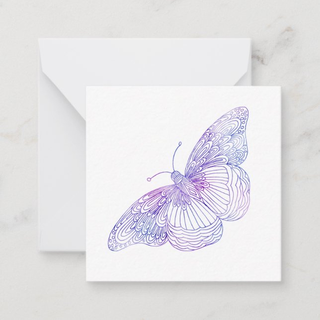 Violet Watercolor Butterfly Anteckningskort (Framsida)