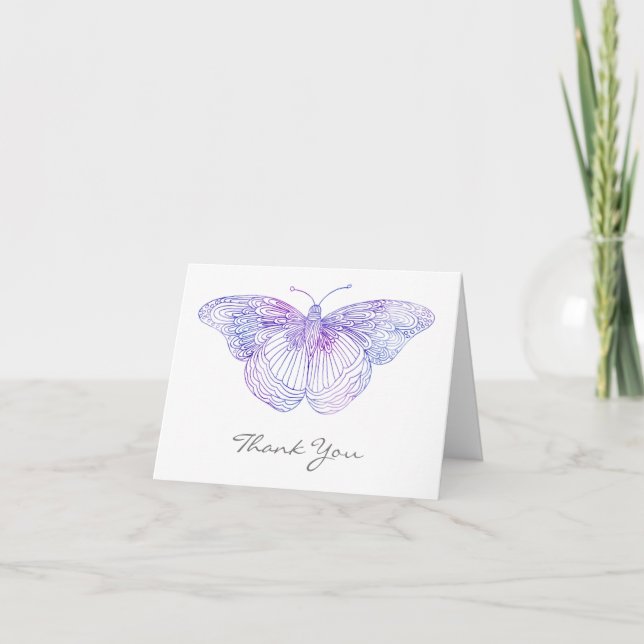 Violet Watercolor Butterfly Tack Kort (Framsida)