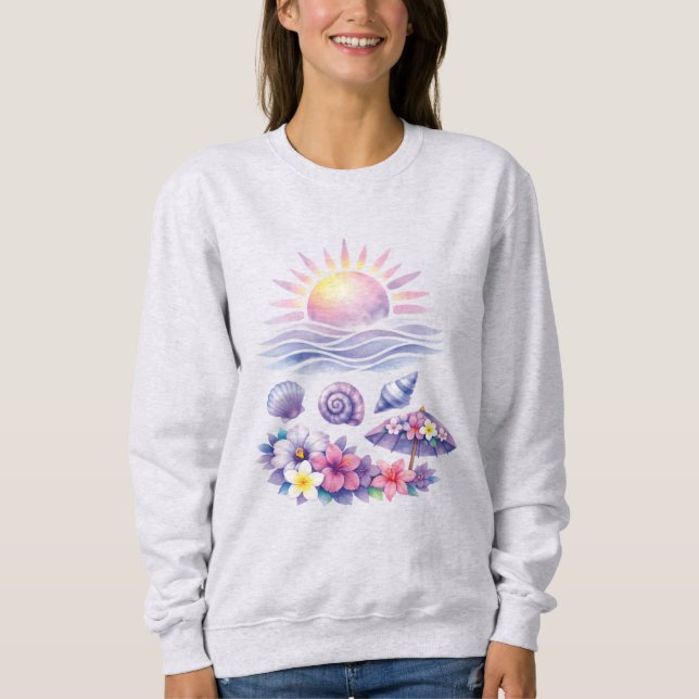 violet watercolor creative beach t shirt (Framsida)