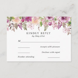 Violet Watercolor Flowers-Bröllop OSA Card