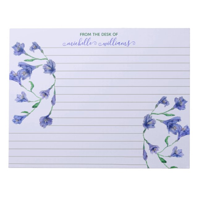 Violet Watercolor Flowers Linted Personlig Anteckningsblock (Framsida)