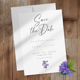 Violet Watercolor Minimalist Elegant Wedding Spara Datumet