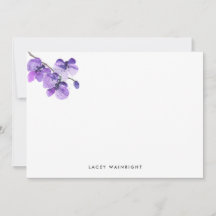 Violet Watercolor Orchid Personlig Stationery