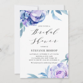 Violet Watercolor Peonies Blommigt Möhippa Inbjudningar