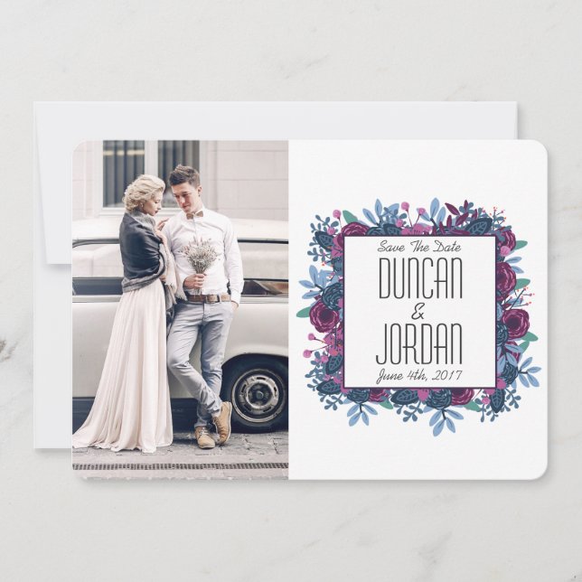 Violet Watercolor Photo Spara datum meddelande (Framsida)