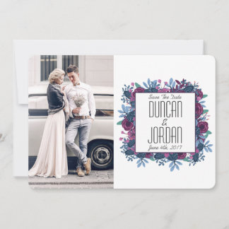 Violet Watercolor Photo Spara datum meddelande