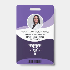 Violet Wave Graphic Registered Nurse Photo ID