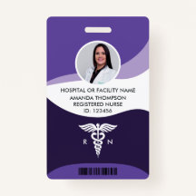 Violet Wave Graphic Registered Nurse Photo ID