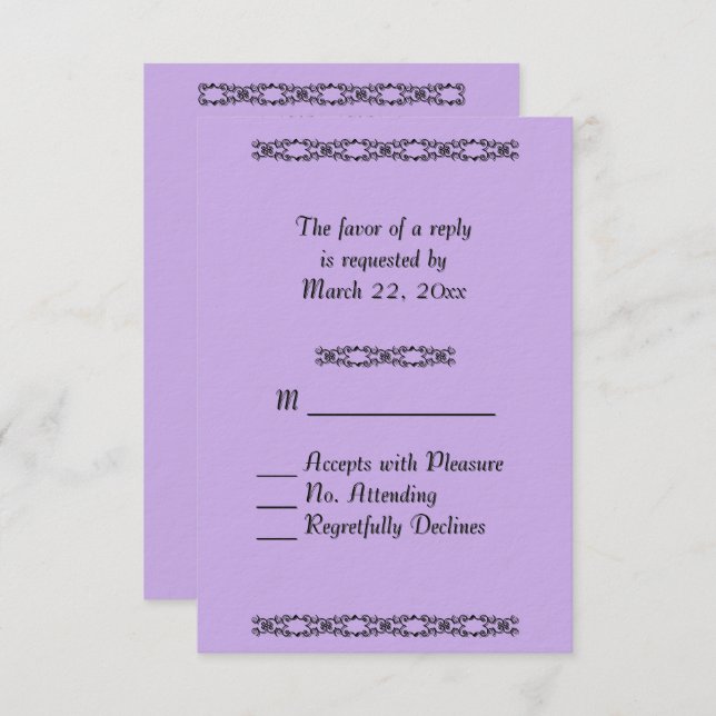 Violet Wedding RSVP OSA Kort (Fram/baksida)
