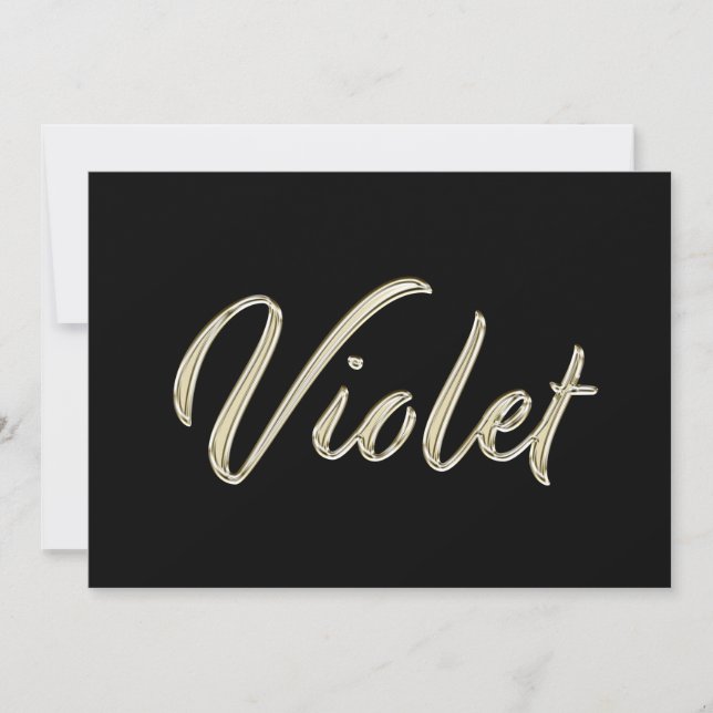Violet white gold Handwriting Karte Kort (Framsida)