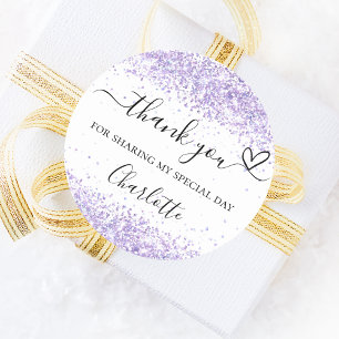 Violet white konetti tack runt klistermärke
