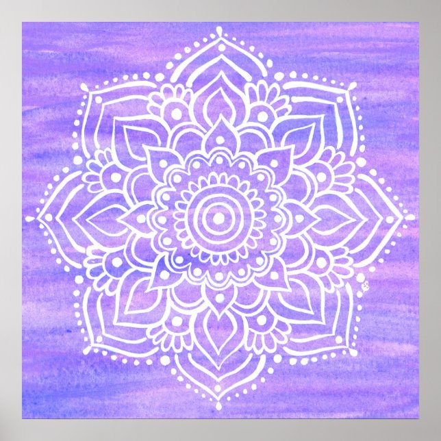 Violet White Mandala Watercolor Poster (Framsidan)