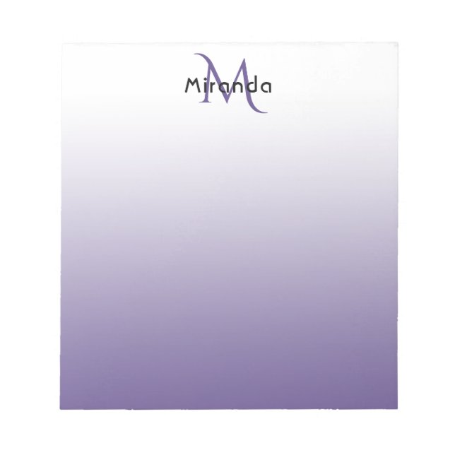 Violet white monogram namn anteckningsblock (Framsida)