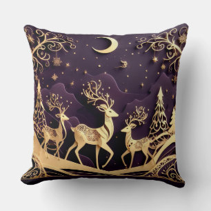 Violet Winter Whimsy – Månbelyst hjort Jul Kudde