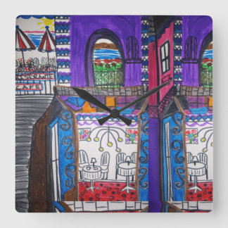 Violetas Cafe Fyrkantig Klocka