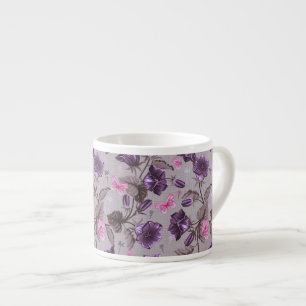 violeten räcker klockor och rosafjärilar mönste espressomugg