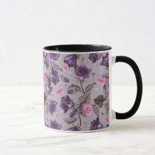violeten räcker klockor och rosafjärilar mönste mugg