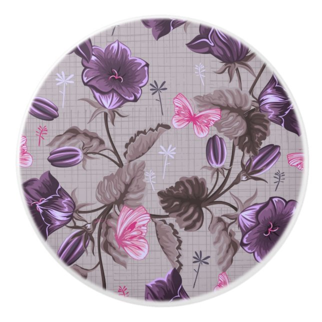 violeten räcker klockor och rosafjärilar mönster knopp (Framsidan)