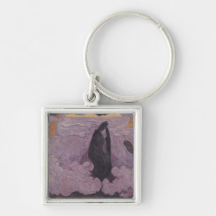 Violeten vinkar, c.1895-6 fyrkantig silverfärgad nyckelring
