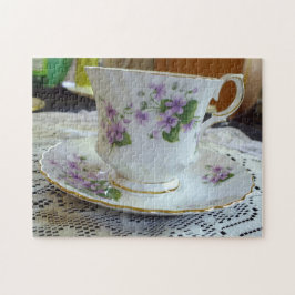 Violets English China Tea Kopp och Saucer Pussel