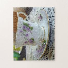Violets English China Tea Kopp och Saucer Pussel