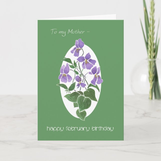 Violets Februari födelsedagkort för mor Kort (Framsida)