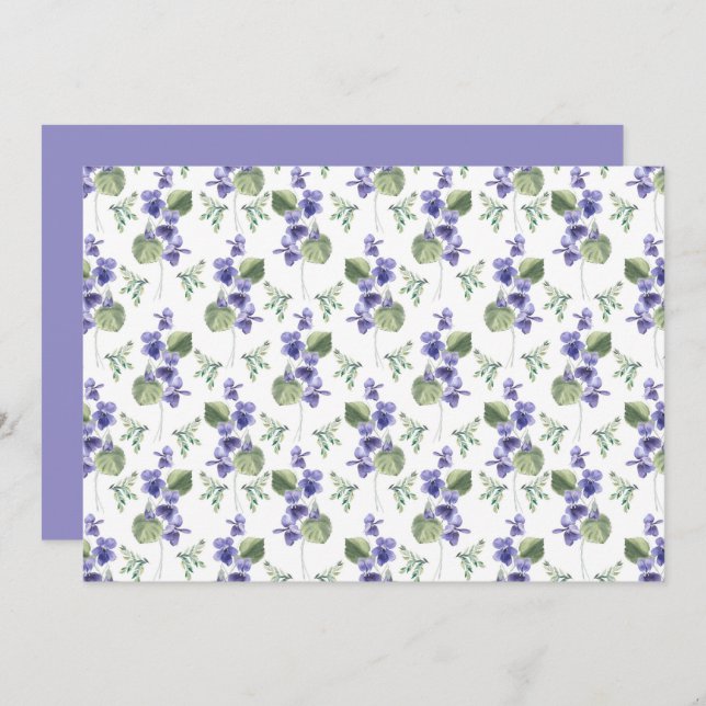 Violets Floral Botanical Note Card Anteckningskort (Fram/baksida)