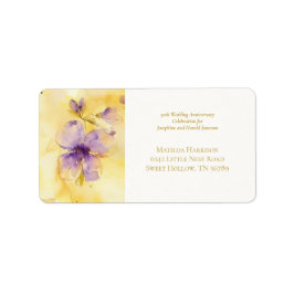 Violets Gold 50th Wedding Anniversary Adressetikett